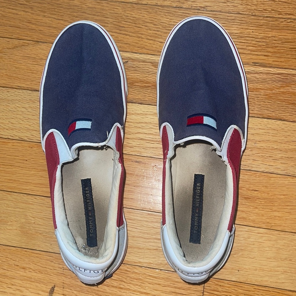 Tommy Hilfiger Navy and Red Slip-On Sneakers